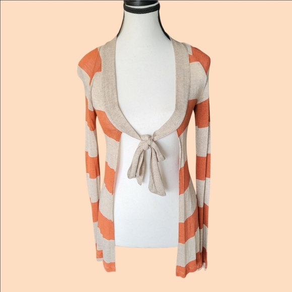 Splendid Striped Orange and Cream Women's Knit Sweater, Size XS NWOT - Picture 1 of 7